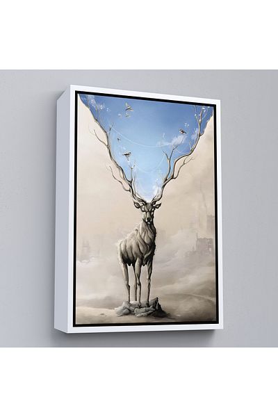 Harita Sepeti O natură mai frumoasă care visează cerbul pictură murală surreală cu cadru alb
