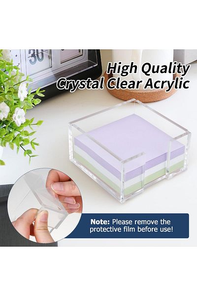 erorex Acrylic Sticky Note Holder 3 X 3 Crystal Clear Acrylic Notepad Holder Acrylic Sticky Note Dispenser
