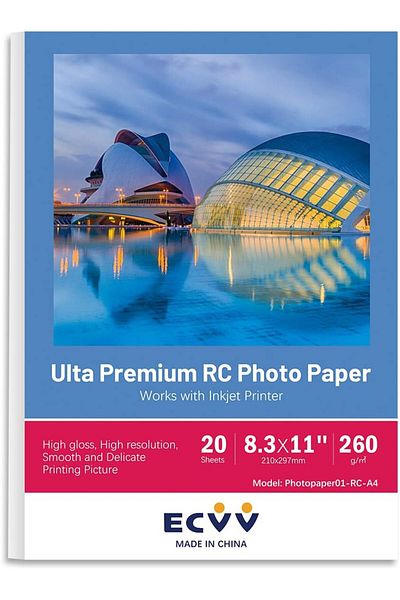 erorex A4 Rc High Gloss Photo Paper For Printer Photograph Print Paper 210*297Mm White Glossy 20 Sheets