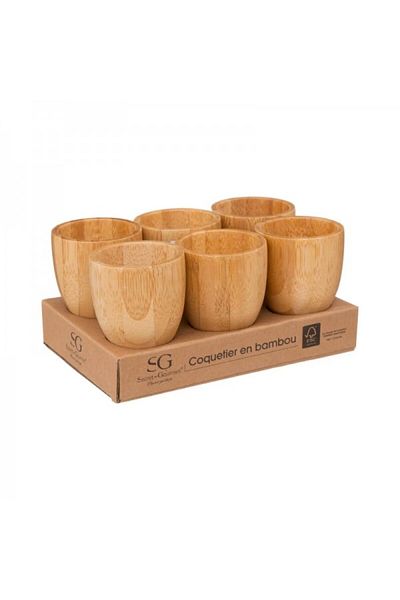 Secret de Gourmet Set 6 suporturi din bambus pentru oua, Nature Lover, 7.5 cm