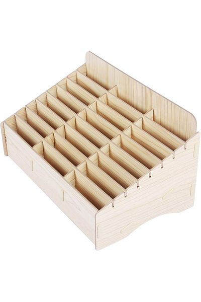 erorex Hengtianmei 24 Grid Wooden Desktop Storage Box Mobile Phone Management Storage Box Creative Desktop
