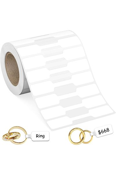 erorex 500Pcs Jewelry Price Tags Stickers Roll For Necklace Ring Display Labels Rectangular Self Adhesive