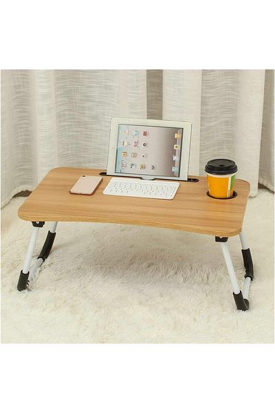 erorex Folding Laptop Table With Slot Hole Black