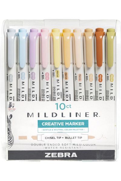 erorex Pen Mildliner Double Ended Highlighter Set Chisel And Bullet Point Tips No Bleed Bible Assorted