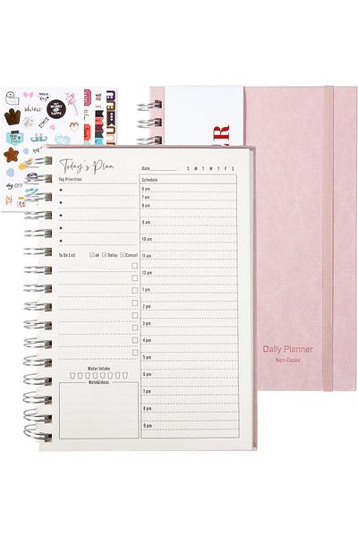 erorex Leather Daily Planner Undated To Do List Laptop Hourly Schedule Spiral Appointment Plan Elastic