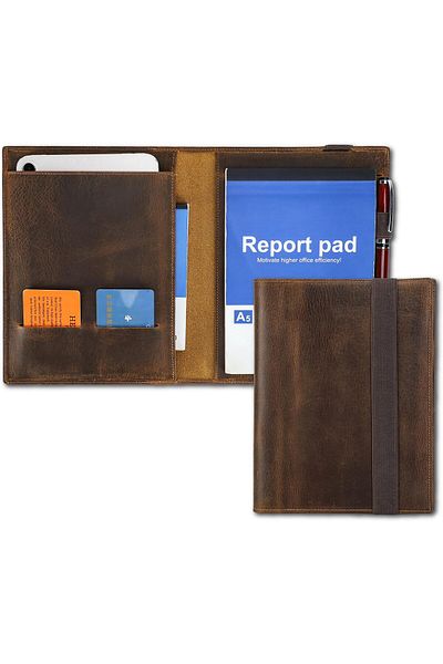 erorex Top Grain Leather 8.3 Inch Padfolio For Men And Women Handmade Vintage Design Multi Functional