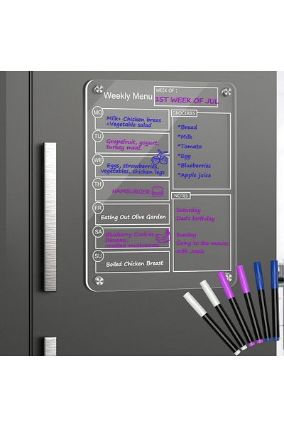 erorex Acrylic Magnetic Dry Erase Board Weekly Calendar For Fridge 16 Inch X12 Inch Clear Weekly Meal