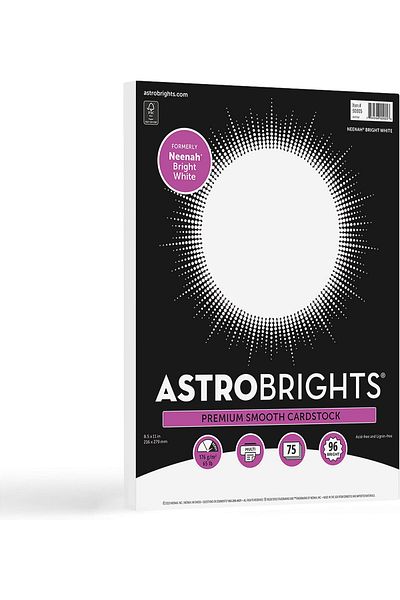 erorex Neenah Bright White Cardstock 8.5”X11” 65Lb 176 Gsm Bright White 75 Sheets 90905
