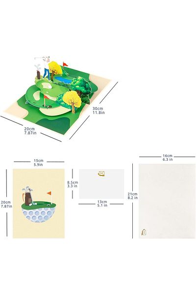erorex 3D Golf Pop Up Card Golf 3D Pop Up Greeting Card Golf Birthday Card Sports Style Birthday Greeting