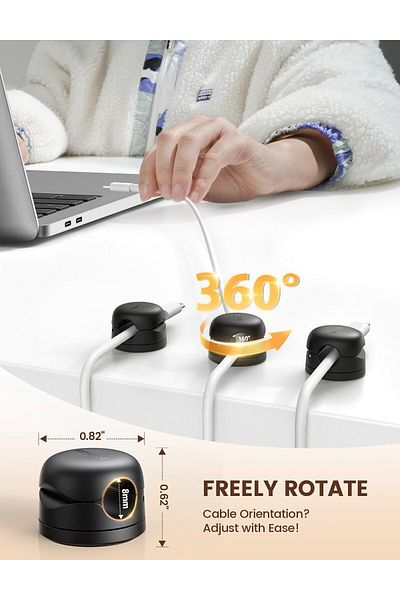 erorex منظم أسلاك مكون من 6 قطع، قابل للدوران، مزود بقفل زنبركي، ومشابك لإدارة الأسلاك، وهاتف مكتبي