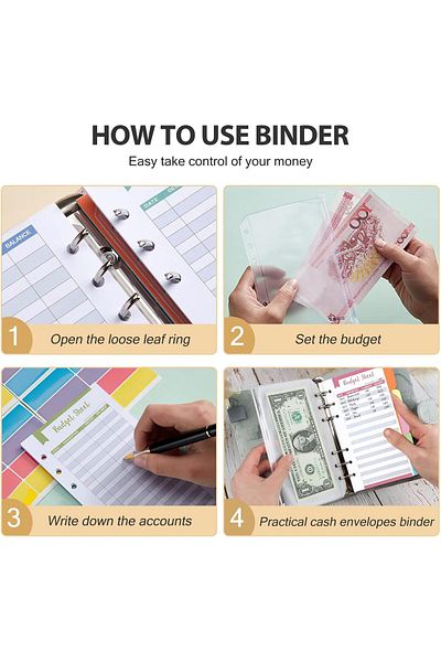 erorex Budget Binder With Zipper Envelopes 12 Pieces