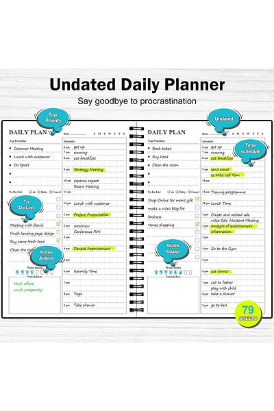 erorex Daily Planner Undated To Do List Notebook Hourly Schedules Spiral Appointment Planner For Men And