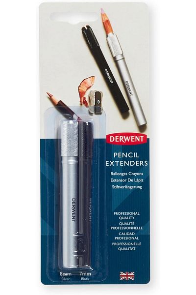 erorex Pencil Extender Set Silver And Black For Pencils Up To 8Mm 2 Pack 2300124