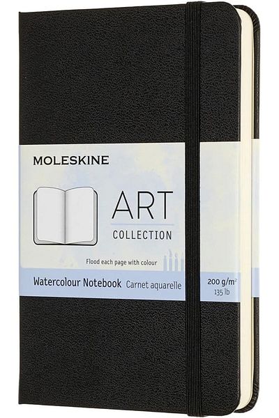 erorex Art Watercolor Notebook Hard Cover Pocket 3.5 Inch X 5.5 Inch Plain Blank Black 60 Pages