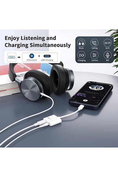erorex Usb C To 3.5Mm Headphone Jack Adapter Type C Aux Dongle For Iphone 16 16 Pro 15 Compatible For Ipad