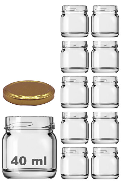 Afracam 40 ml Metal Gold Kapaklı 40 Cc Şeffaf Numune Cam Kavanoz Küçük 10 Adet