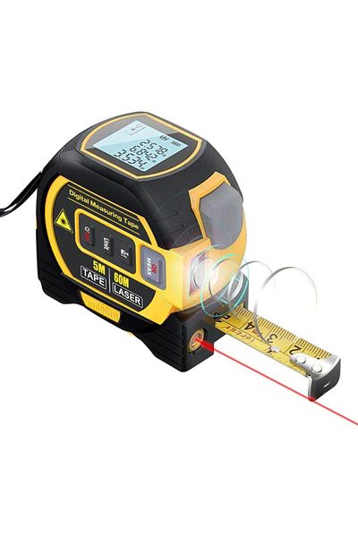 erorex 3In1 Laser Rangefinder 5M Tape Measure Ruler Lcd Display With Backlight Distance Meter Building