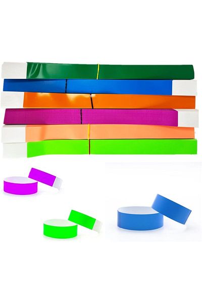 erorex Waterproof Paper Bracelets 600 Pieces Wristbands For Events Event Wristbands Colorful Wrist Party