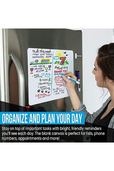 erorex 17X11 Stain Resistant Fridge Whiteboard With 4 Markers And Eraser Magnetic Dry Erase Board
