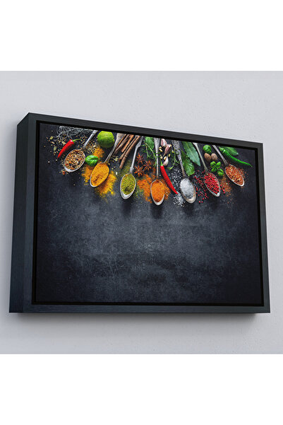 Harita Sepeti Začini na crno uokvirenom kuhinjskom stolu, dekorativna slika n...