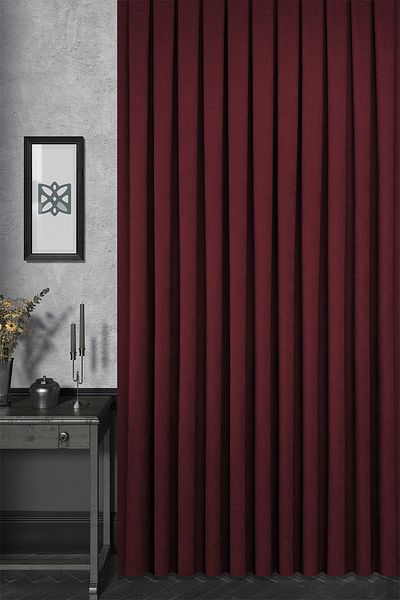 MARİTSA Background Curtain - Velmatt Series Velvet Effect High Grammage Burgundy Dense Pleat (1X3) Single Wing