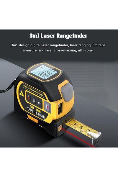 erorex 3In1 Laser Rangefinder 5M Tape Measure Ruler Lcd Display With Backlight Distance Meter Building