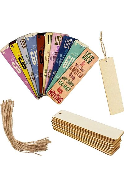 erorex Wooden Blank Bookmarks 30 Pcs Diy Wooden Craft Bookmarks Painting Rectangle Blank Hang Tags With