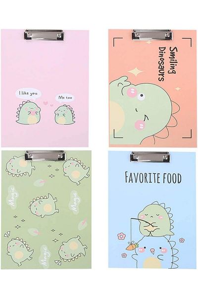 erorex 4Pcs A4 Office Clipboard Cartoon File Clip Hardboard Paper Holder Memo Folders Board Document