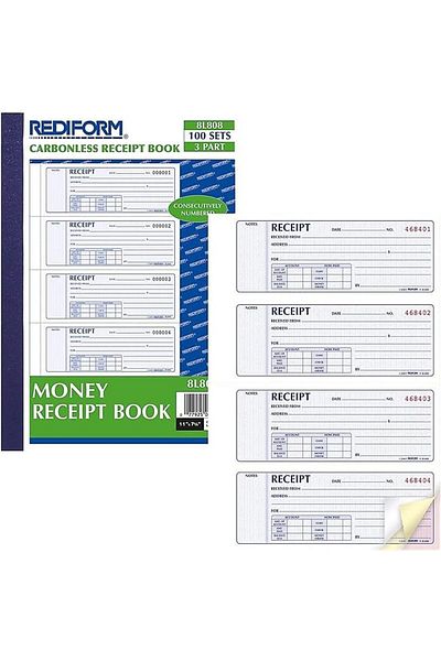 erorex Receipt Books Red8L808 Blue 11 X 7.625 Inches