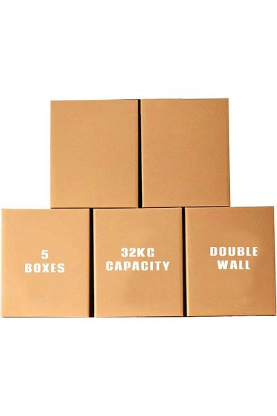 erorex 5 Pack Carton Box Large Double Wall 100 Percent Recyclable Corrugated Cardboard Moving Boxes With