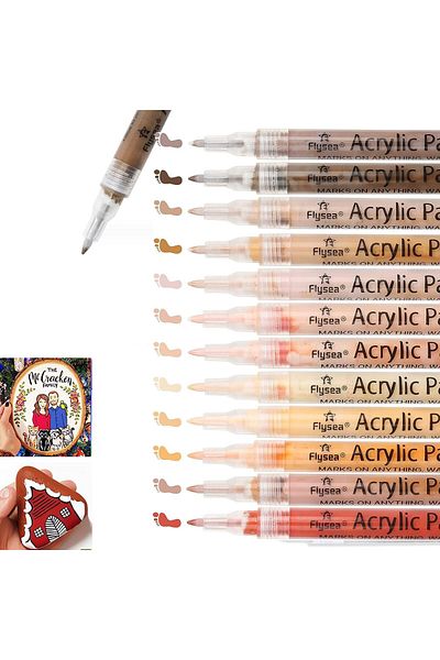 erorex Art Markers Set Of 12 Acrylic Paint Pens Skin Colors Paint Markers For Rocks Canvas Tiles Glass