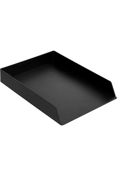 erorex Rectangular Plastic Desk Organizer Letter Size Tray Black 2 Pack