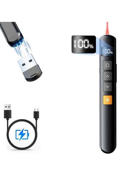 erorex Presentation Clicker Wireless Presenter 2.4Ghz Presentation Remote Control Powerpoint Red Laser Pen
