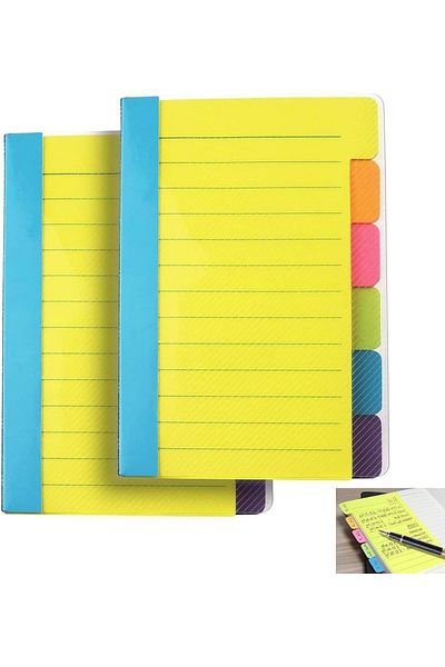 erorex Sticky Notes Tabbed Self Stick Lined Note Pad Tabs Notebook Portable Stickers Post Stickies Writing