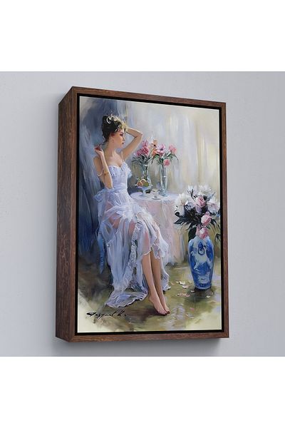 Harita Sepeti Fata frumoasa in rochie alba cu cadru alb Pictura decorativa de perete