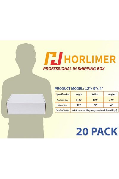 erorex 12X9X4 Inches Shipping Boxes Set Of 20 White Corrugated Cardboard Box Literature Mailer