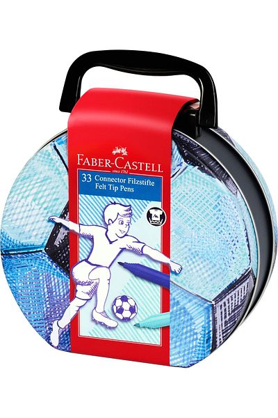 erorex Connector Fiber Tip Pen In Soccer Bag Tin 33 Piece Set Multicolor