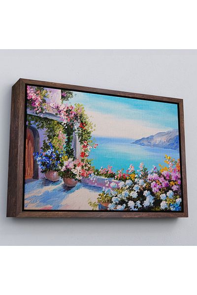 Harita Sepeti Frumos tablou de perete decorativ pe pânză pentru casă cu vedere la mare cu cadru alb