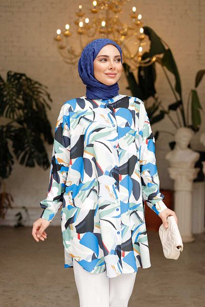 Lamazi Veil Patterned wide fit comfortable hijab women's shirt