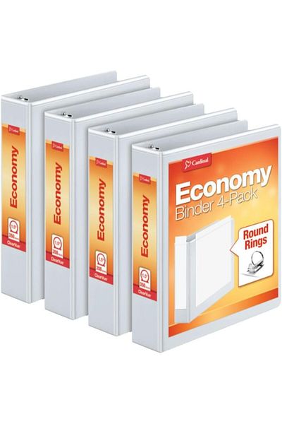 erorex 1.5 Inch 3 Ring Binder Round Ring White 4 Pack Holds 350 Sheets 79517