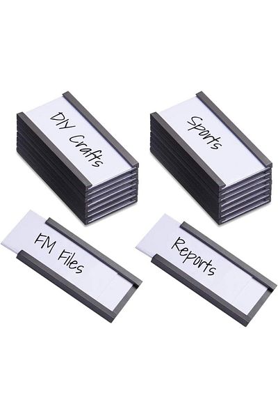 erorex 20Pcs Magnetic Label Holders Magnetic Name Tags Holder With Clear Plastic Protectors And Paper
