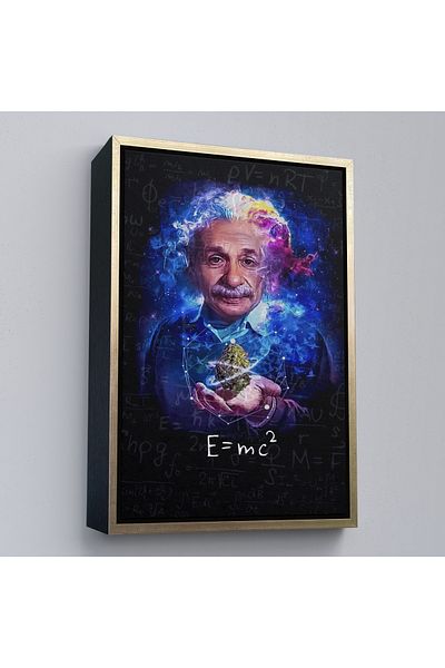 Harita Sepeti Кафява рамка върху платно с Алберт Айнщайн E=mc2, подарък за учител по математика