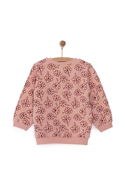ebebek Hello Baby Hellobaby Baby Girl Sweatshirt Embroidered Flower Pattern Crew Neck Long Sleeve Patterned