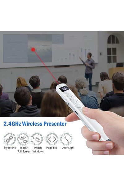 erorex Presentation Clicker Rechargeable Wireless Presenter With Hyperlink Page Up Down Full Black Screen