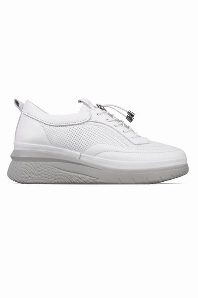 Lal Shoes & Bags Pantofi casual de damă Luna, din piele naturală, cu șireturi, cu talpă înaltă, alb