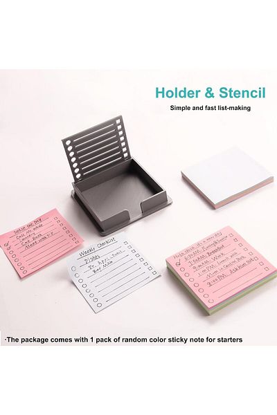 erorex Sticky Note Holder With Stencil Self Stick Notes Dispenser For Desk Sticky Notes Organizer