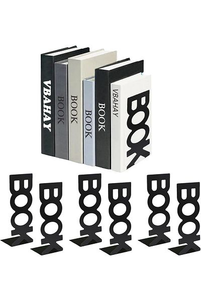erorex Book Ends 6 Packs Metal Bookends Book Ends For Shelves Black Bookends Decorative Nonskid Book Ends