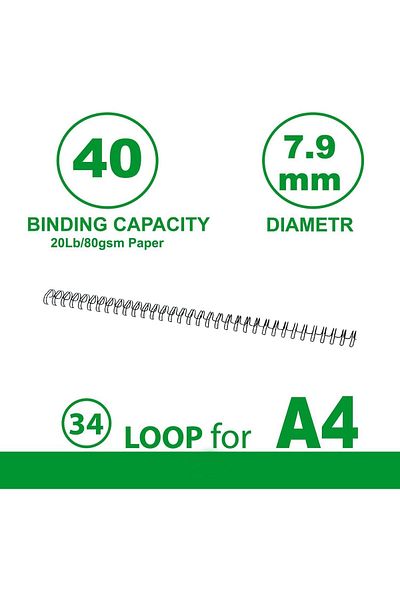 erorex Wire Binding Rings 3:1 Pitch Loop Closer Book Binding 7.9Mm Spine Diameter Book Spiral Binding