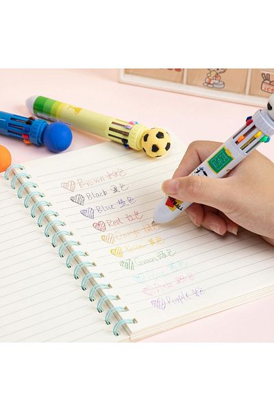 erorex Set Of 4 Multicolor Ballpoint Pens 10 In 1 Retractable Soccer Themed Pens With 0.5Mm Tip For Office