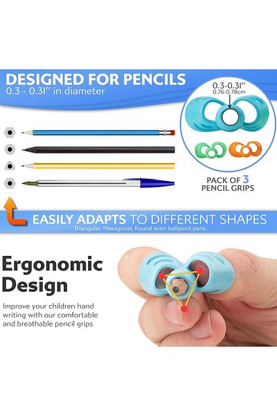 erorex 3 Pack Pencil Grips For Kids Handwriting Perfect Pencil Holders For Kids Home Schooling And